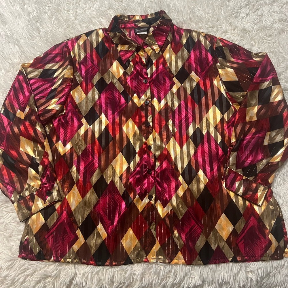 Bonworth Vibrant Geometric Button-Up Shirt size XL petite